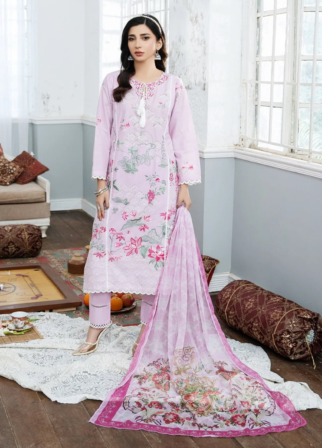 Dhaga Women RTW Embroidered Cotton 3 Piece DHG26PCN Meher - Eid Collection