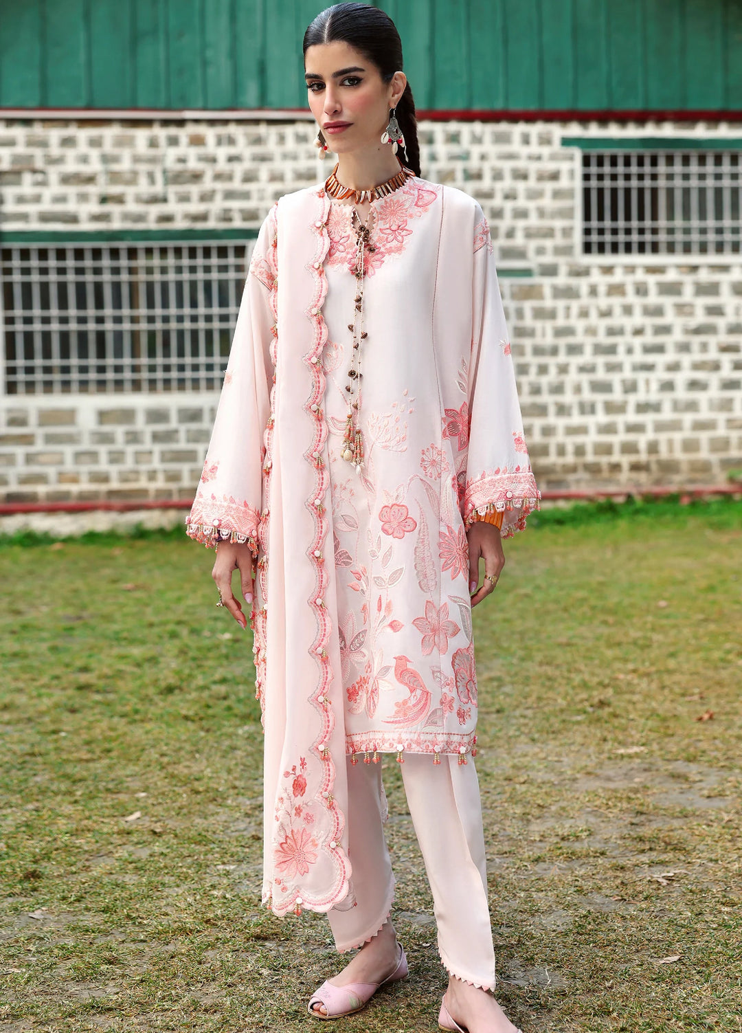 Zaha By Khadijah Shah Embroidered Lawn Suits Unstitched 3 Piece ZL25NL D-13 B Zania - Summer Collection