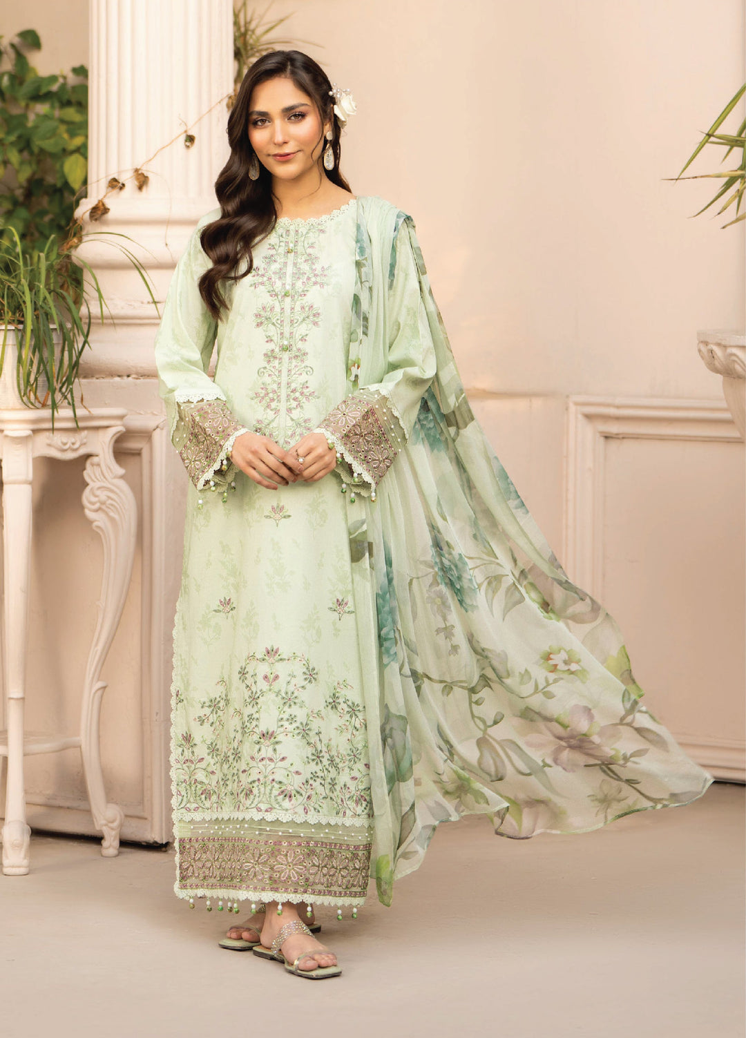 Summer Breeze by Humdum Unstitched Embroidered Lawn 3 Piece Suit HB26USB D-11 - Summer Collection