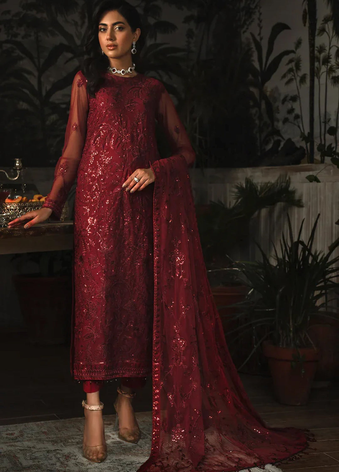 Zarif Women Unstitched Embroidered Net 3 Piece Suit ZR26UFC ZLR 01 MARLENE - Festive Collection