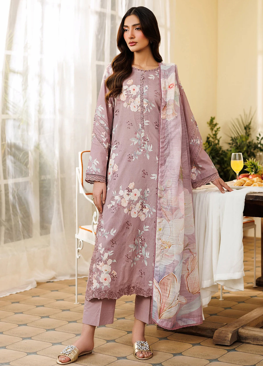 Amani by Zarif RTW Embroidered Lawn 3 Piece Suit ZR26PAL Firoh - Eid Collection