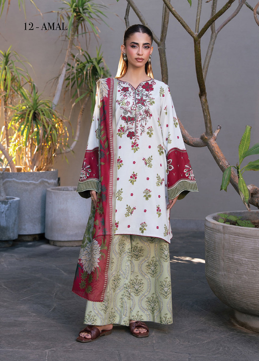 Layana by Xenia Formals Unstitched Embroidered Lawn 3 Piece Suit XE26ULL D-12 Amal - Summer Collection