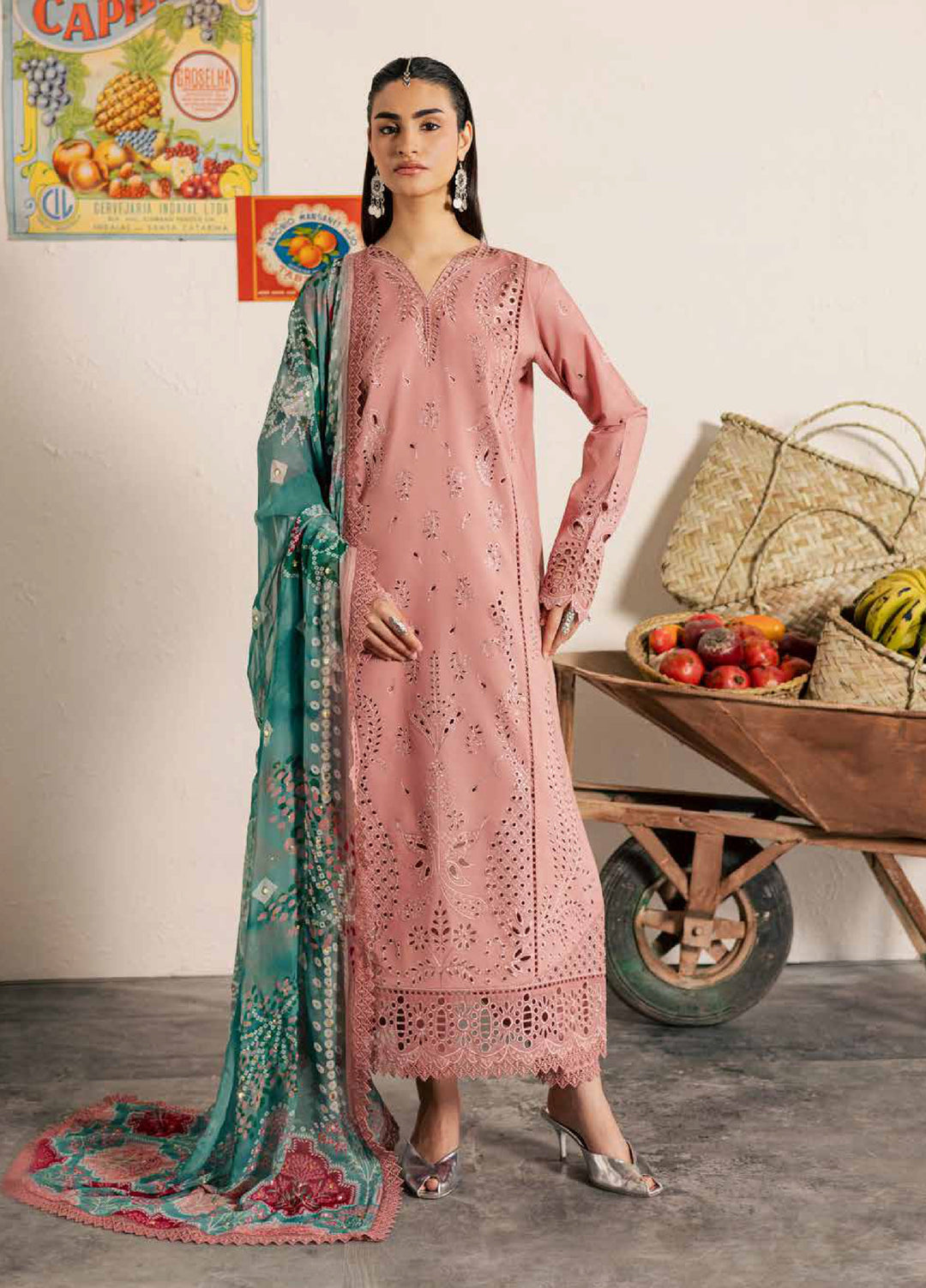Bazar by Nureh Unstitched Chikankari Lawn 4 Piece Suit NU26UNL NE-252 - Eid Collection