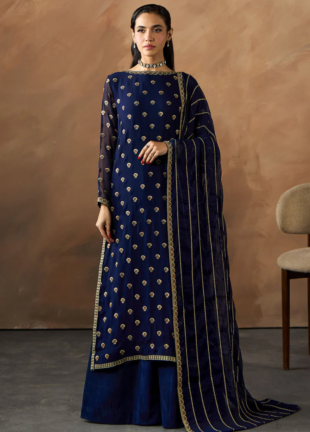 Zarif Women RTW Embroidered Chiffon 3 Piece Suit ZR26UCR ZRF-EMC-26 - Eid Collection