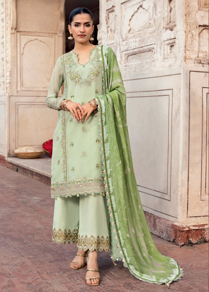 M basics by Maria B Unstitched Silk Embroidered Suits 3 Piece MB25WF D-801 Sea Green - Winter Collection