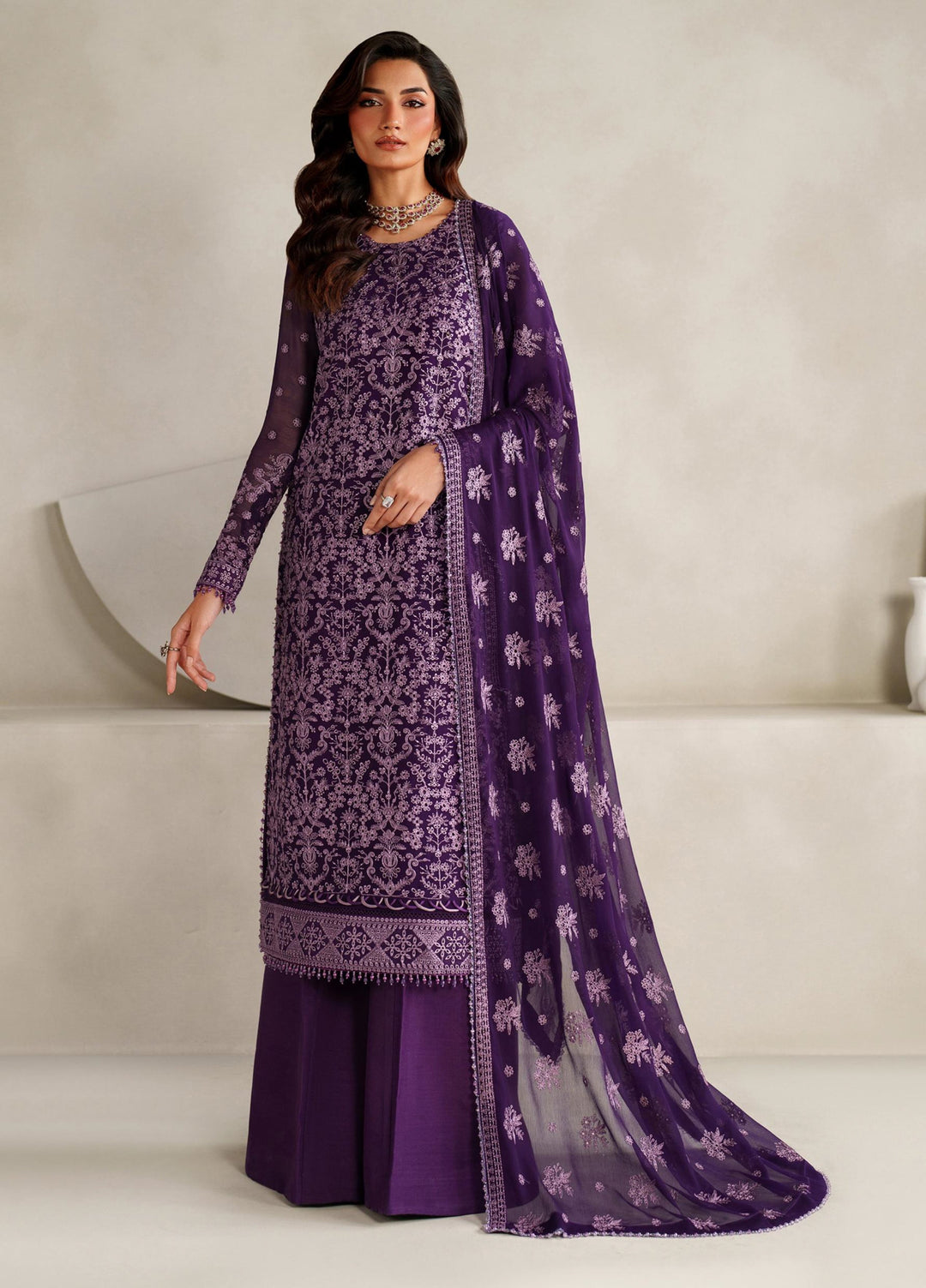 Muse Thread by Zarif Unstitched Chiffon Embroidered Suits 3 Piece ZRF25MT 07 SORELLA - Festive Collection