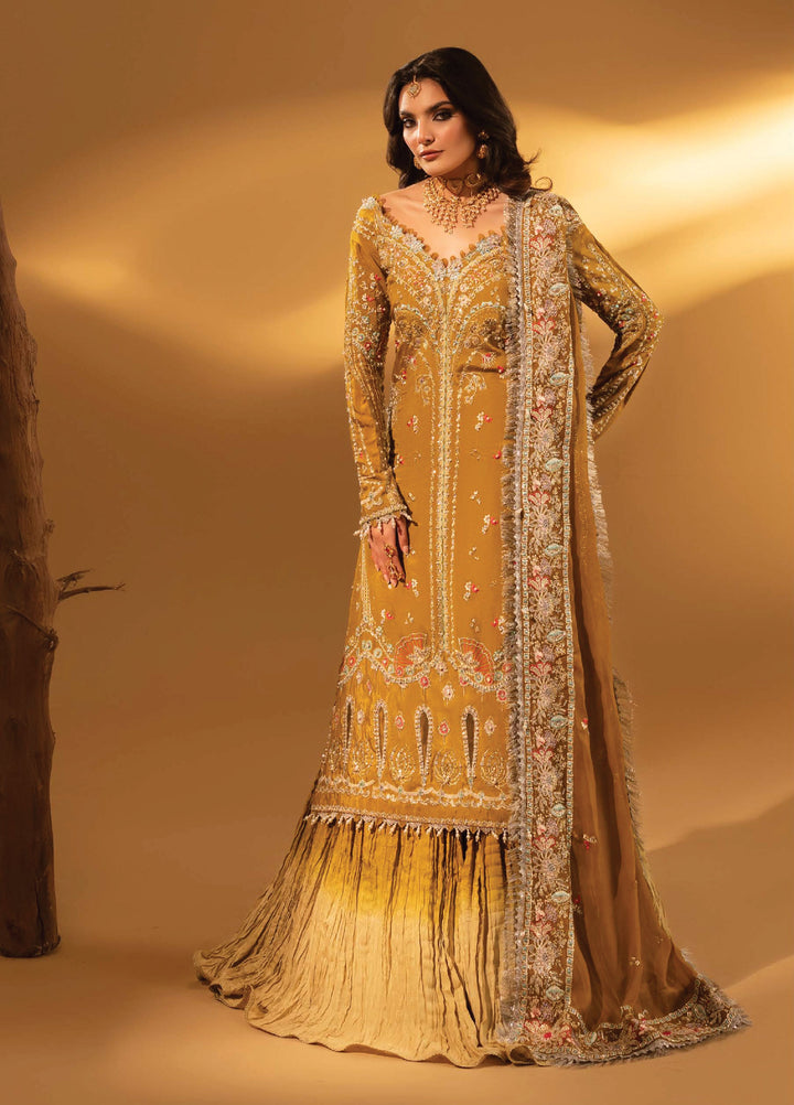 Aylin Unstitched Raw Silk Embroidered Suits 3 Piece AYL25US MUSTARD CHARM - Festive Collection