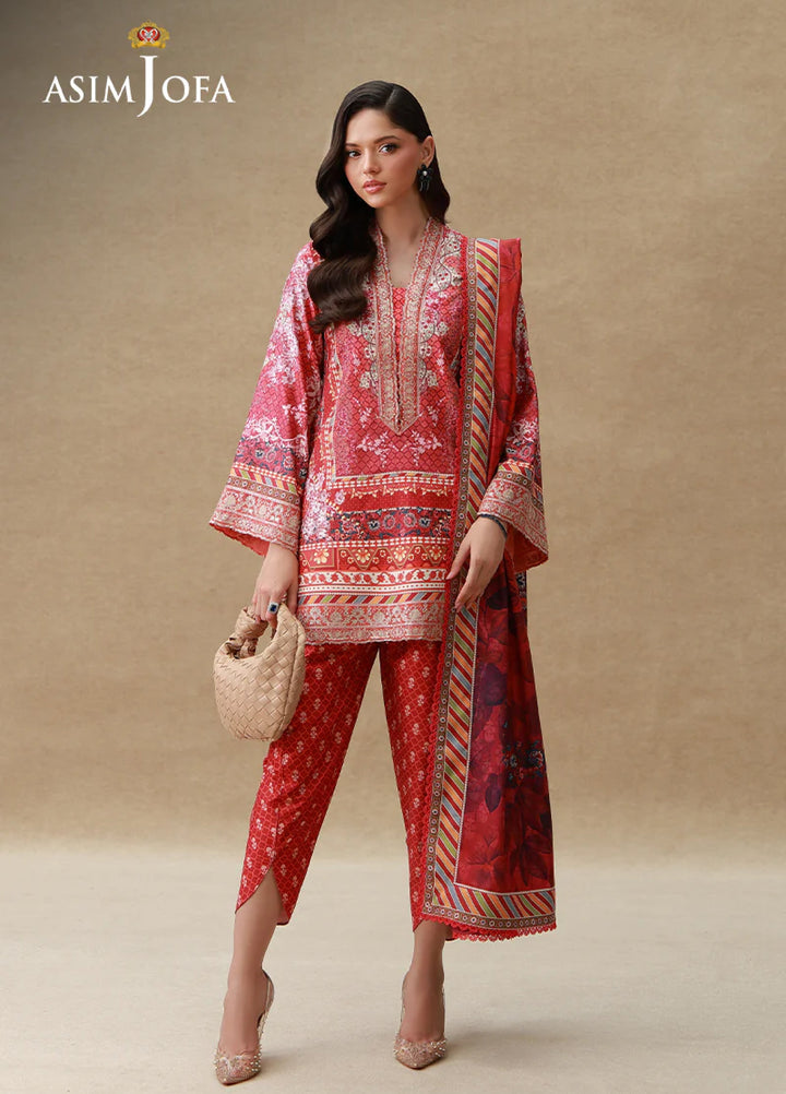 Asim Jofa Unstitched Printed Silk 3 Piece Suit AJ26UPS AJULSC-04 - Casual Collection
