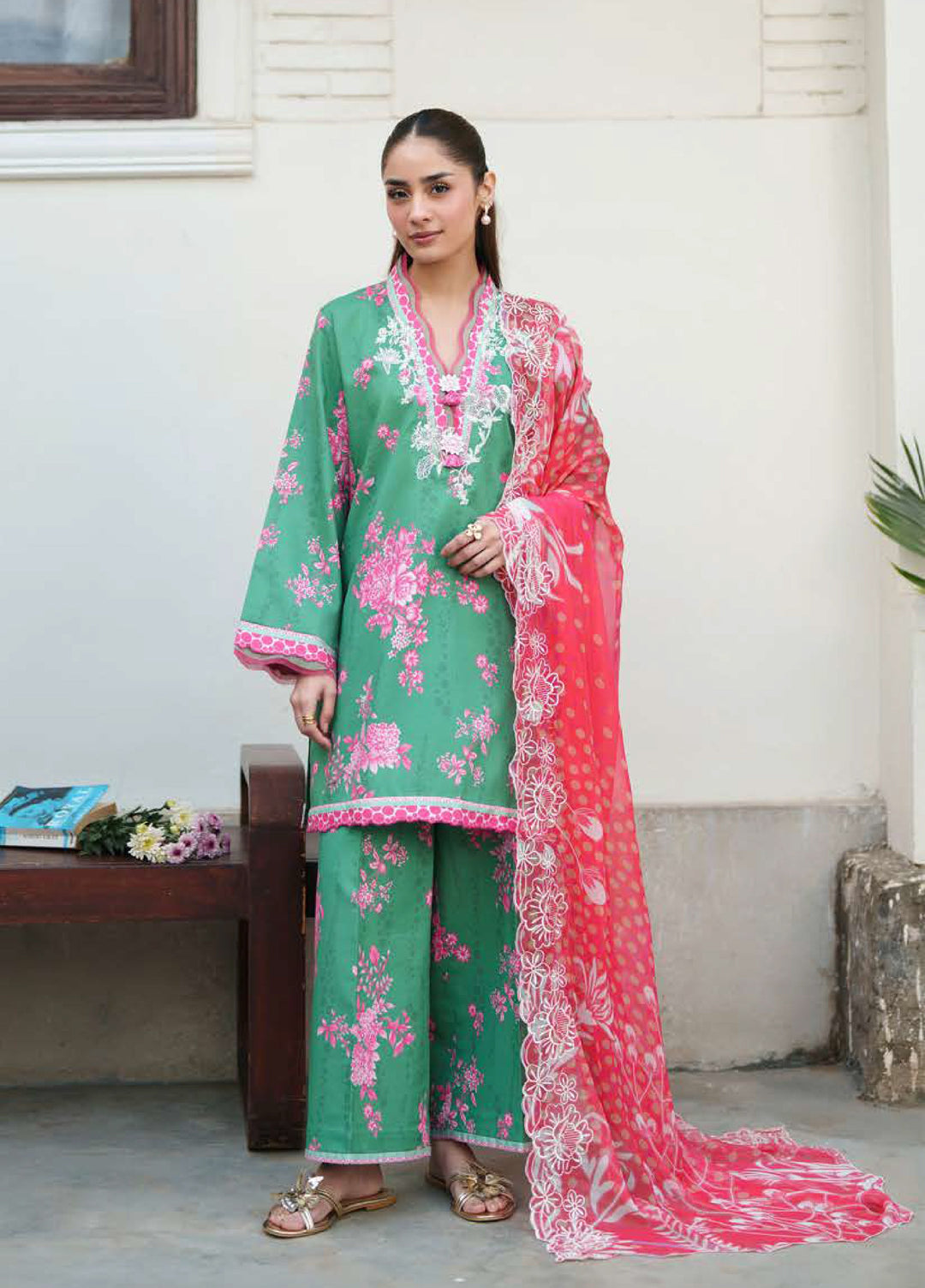 Whispered Florals by Roheenaz Unstitched Embroidered Lawn 3 Pcs Suit RNZ26UWF D-17 B ROSE MIST - Summer