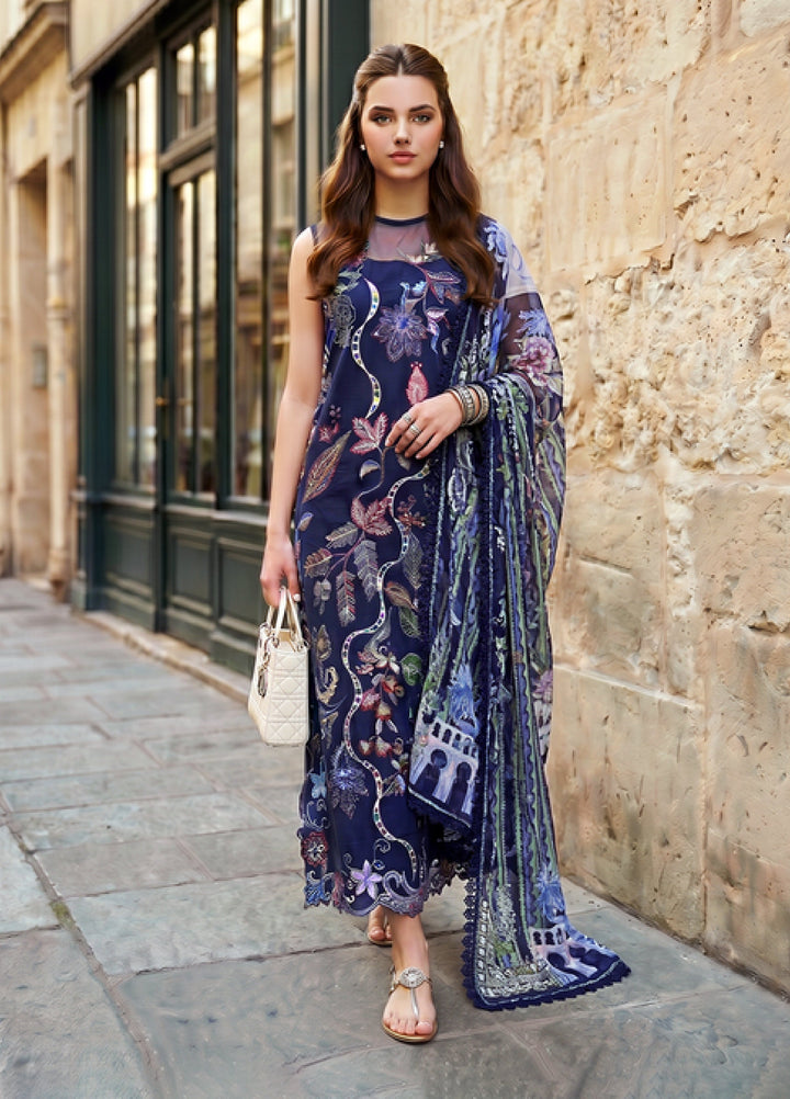 Asifa and Nabeel Unstitched Embroidered Lawn 3 Piece Suit AN26ULE Scarlet Blue VSL 26-04 - Eid Collection