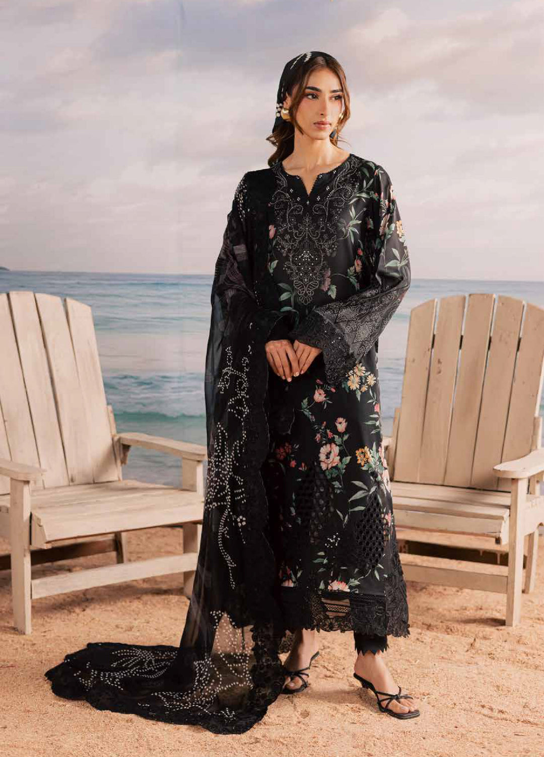 Gardenia by Nureh Unstitched Embroidered Lawn 3 Piece Suit NU26ULG NSG-224 - Summer Collection