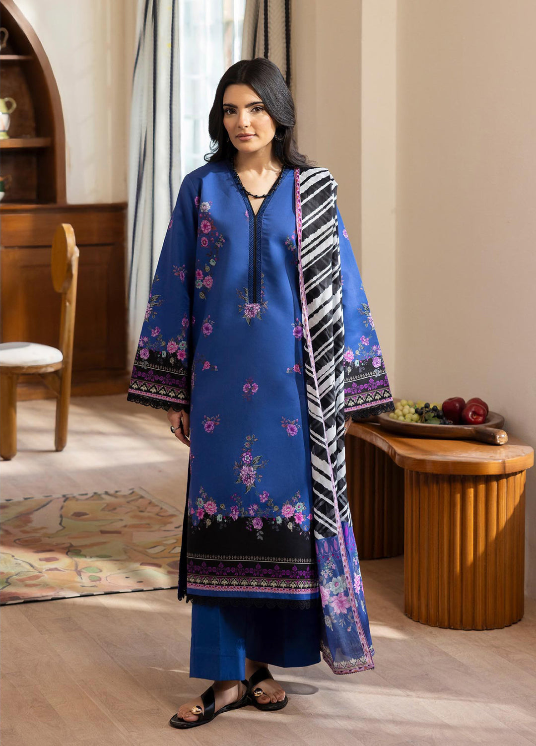 Nissa by RajBari Unstitched Printed Lawn 3 Piece Suit RB26ULN D-07 - Casual Collection