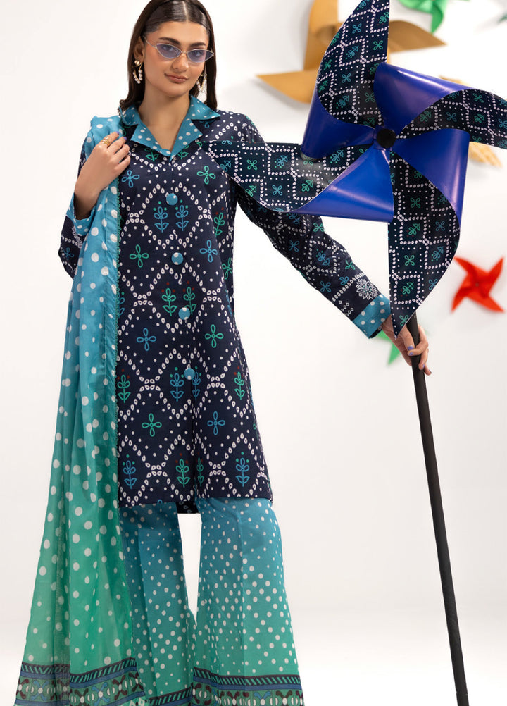 Coco Popup by Al Zohaib Unstitched Printed Lawn 3 Piece Suit AZ26UCP D-7 - Summer Collection