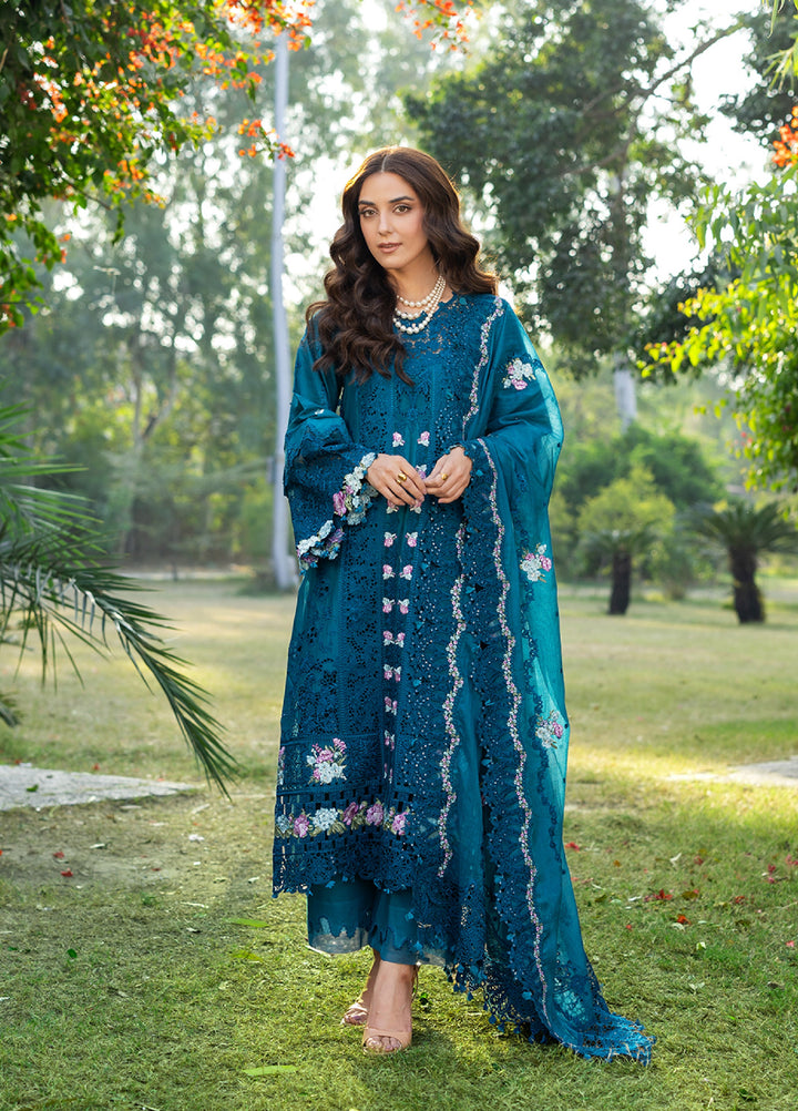Elaf Premium Unstitched Embroidered Luxury Lawn 3 Piece Suit EL26UPL ELY-6 SAPPHIRE - Summer Collection