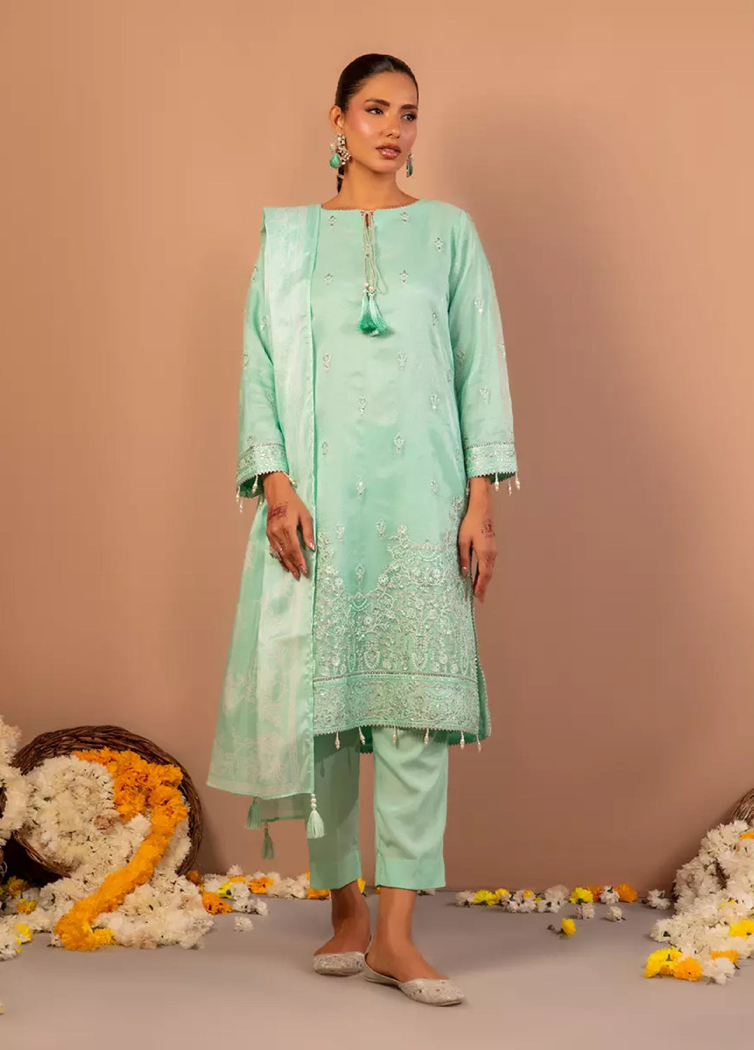 3Pc Unstitched Festive Embroidered Suit (No065)