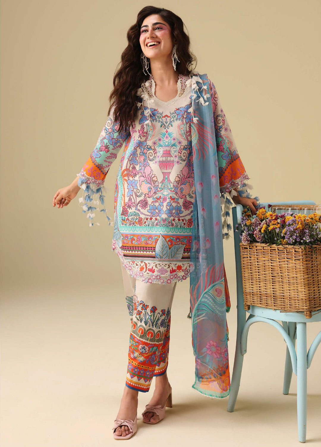 Soleil Hemline by Mushq Unstitched Printed Lawn 3 Piece Suit MU26USL Eden Whisper HUNSS260305 - Festive Collection