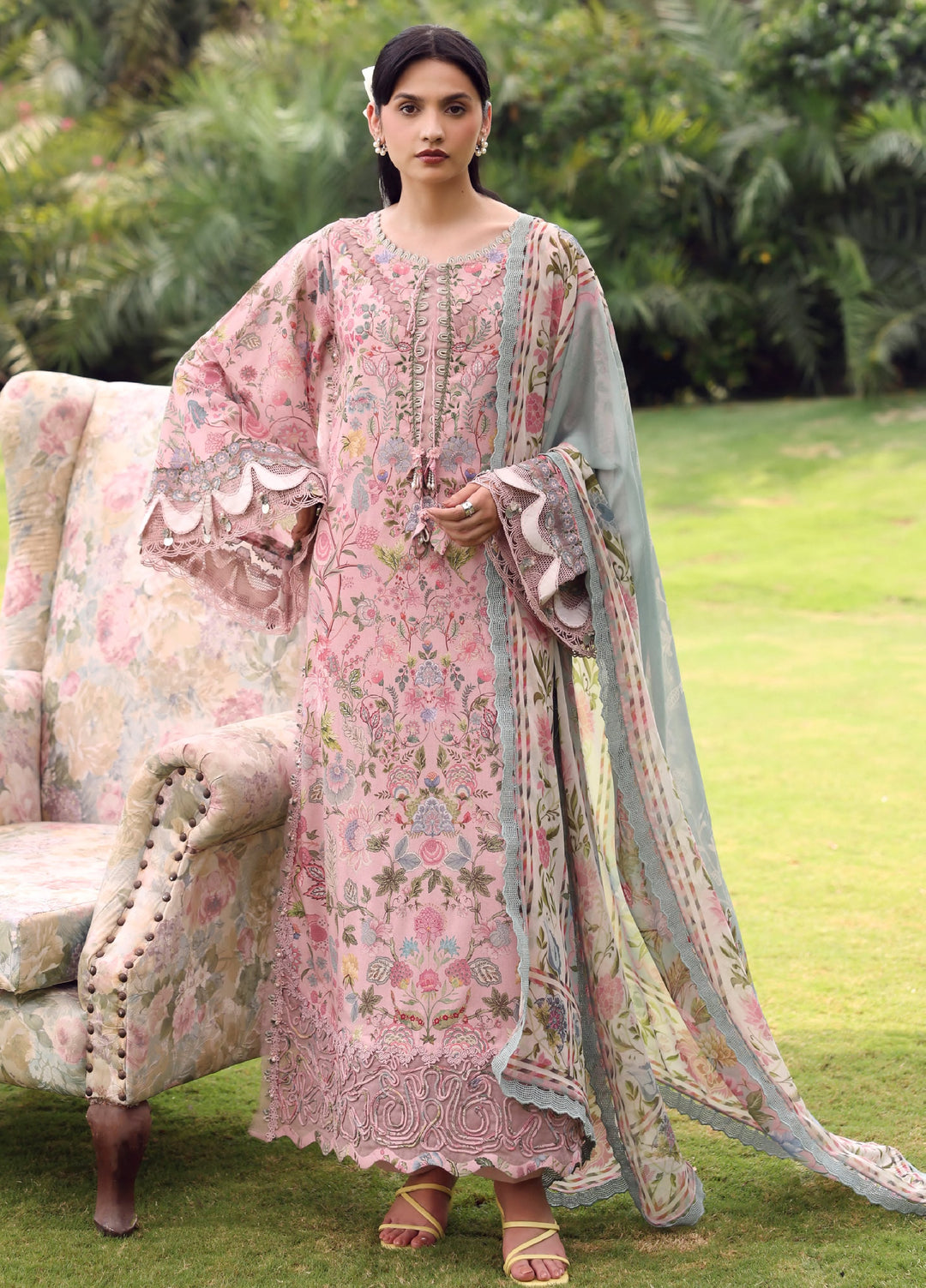 Belladore by Elaf Premium Unstitched Printed Lawn 3 Piece Suit EL26ULB Chessa EPA-3A - Summer Collection