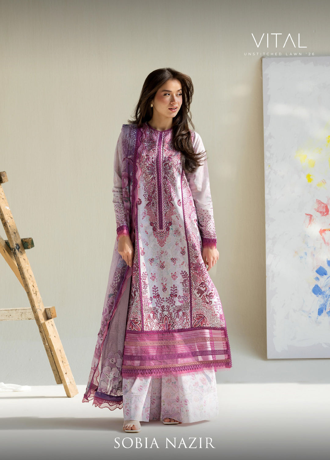 Vital by Sobia Nazir Unstitched Embroidered Lawn 3 Piece Suit SN26UVL 5A - Summer Collection