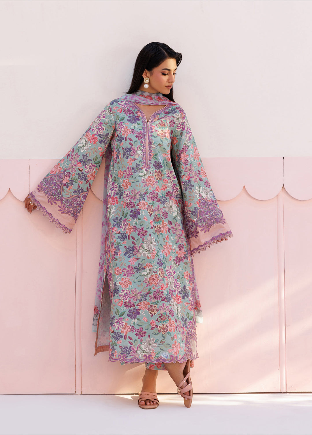 Azzal Unstitched Printed and Embroidered Lawn 3 Piece Suit AZL26UPL AZL-148 - Summer Collection