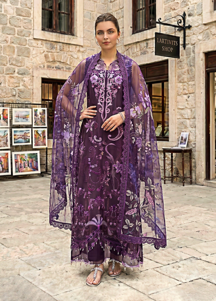 Asifa and Nabeel Unstitched Embroidered Lawn 3 Piece Suit AN26ULE Plum Royale VSL 26-10 - Eid Collection
