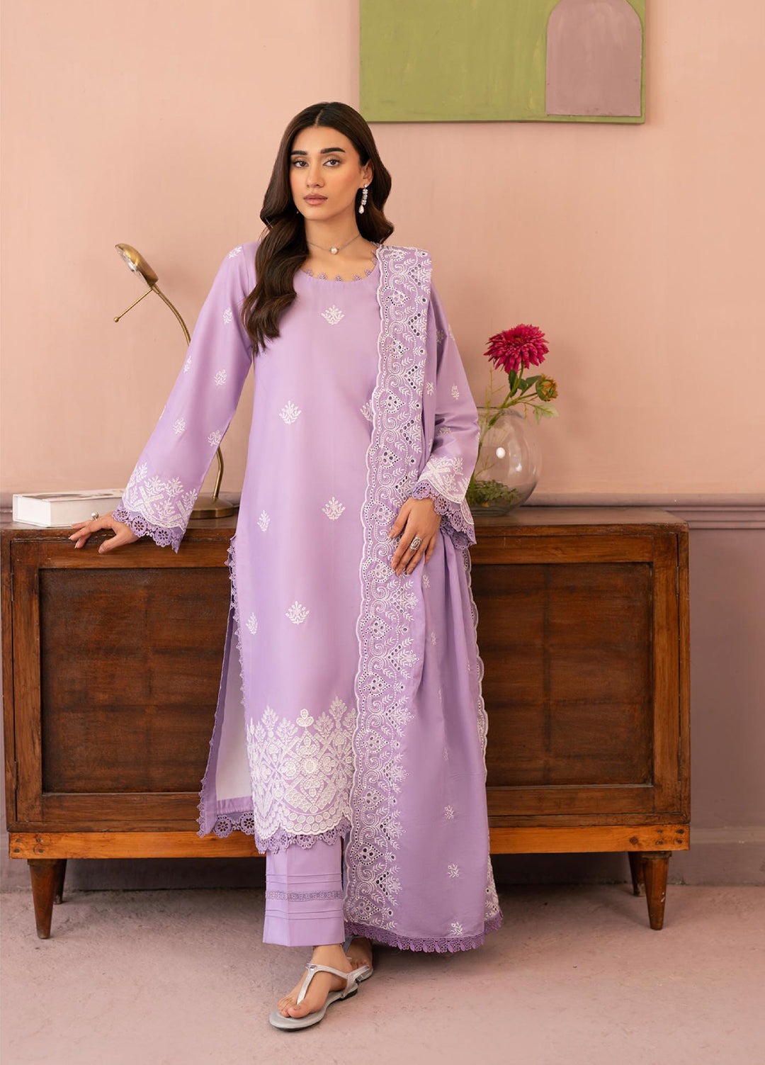 Raha by Rajbari Unstitched Premium Chikankai Embroidered Lawn 3 Piece Suit RB26UCRL D-9 - Summer Collection