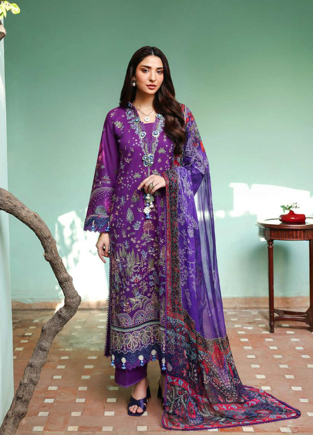 Summer Reverie by Roheenaz Unstitched Embroidered Lawn 3 Piece Suit RN26USR D-4 AURELIA - Festive Collection