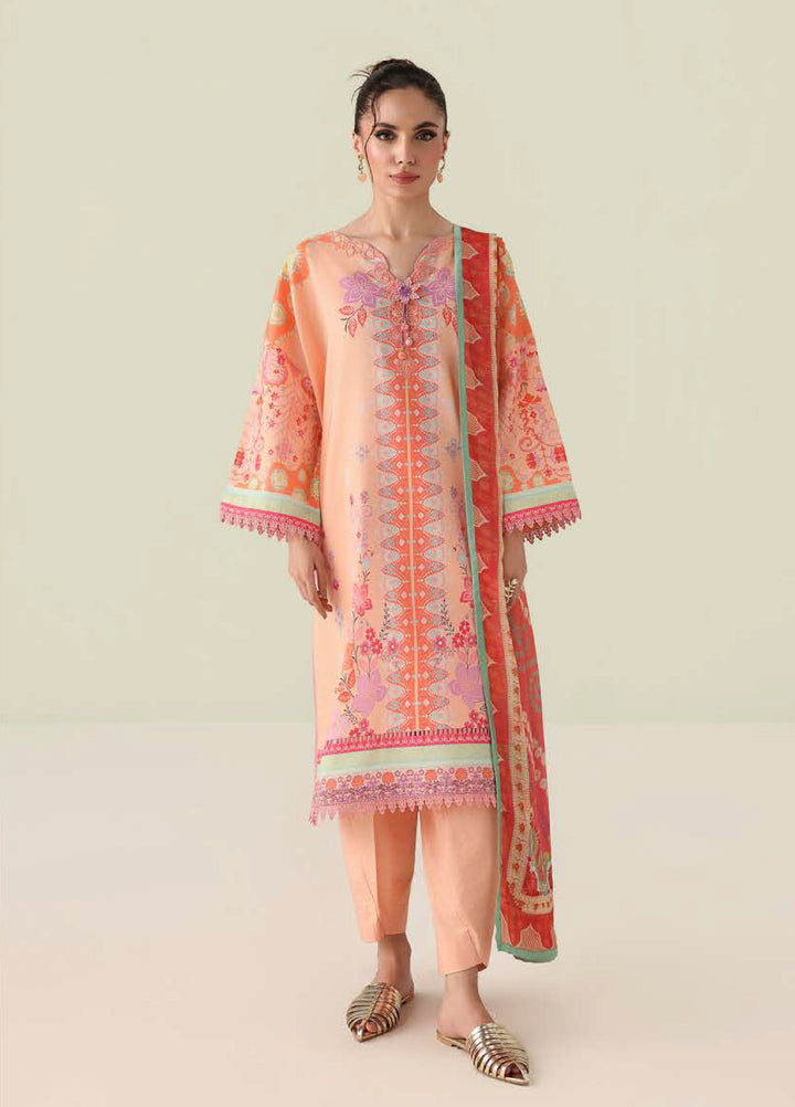 Rosette by Roheenaz Unstitched Lawn Embroidered 3 Piece Suit RNZ26UR Warm Horizon-5B - Summer Collection