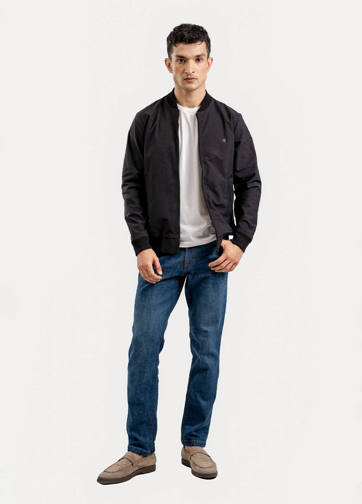 Brumano Pret Solids Polyester 1 Piece Charcoal Everyday Bomber Jacket