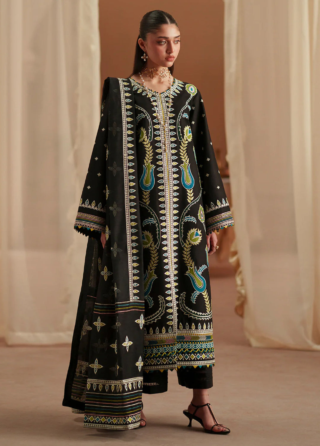 Mashriq by Bin Ilyas Unstitched Embroidered Lawn 3 Piece Suit BI26UML D118B - Festive Collection