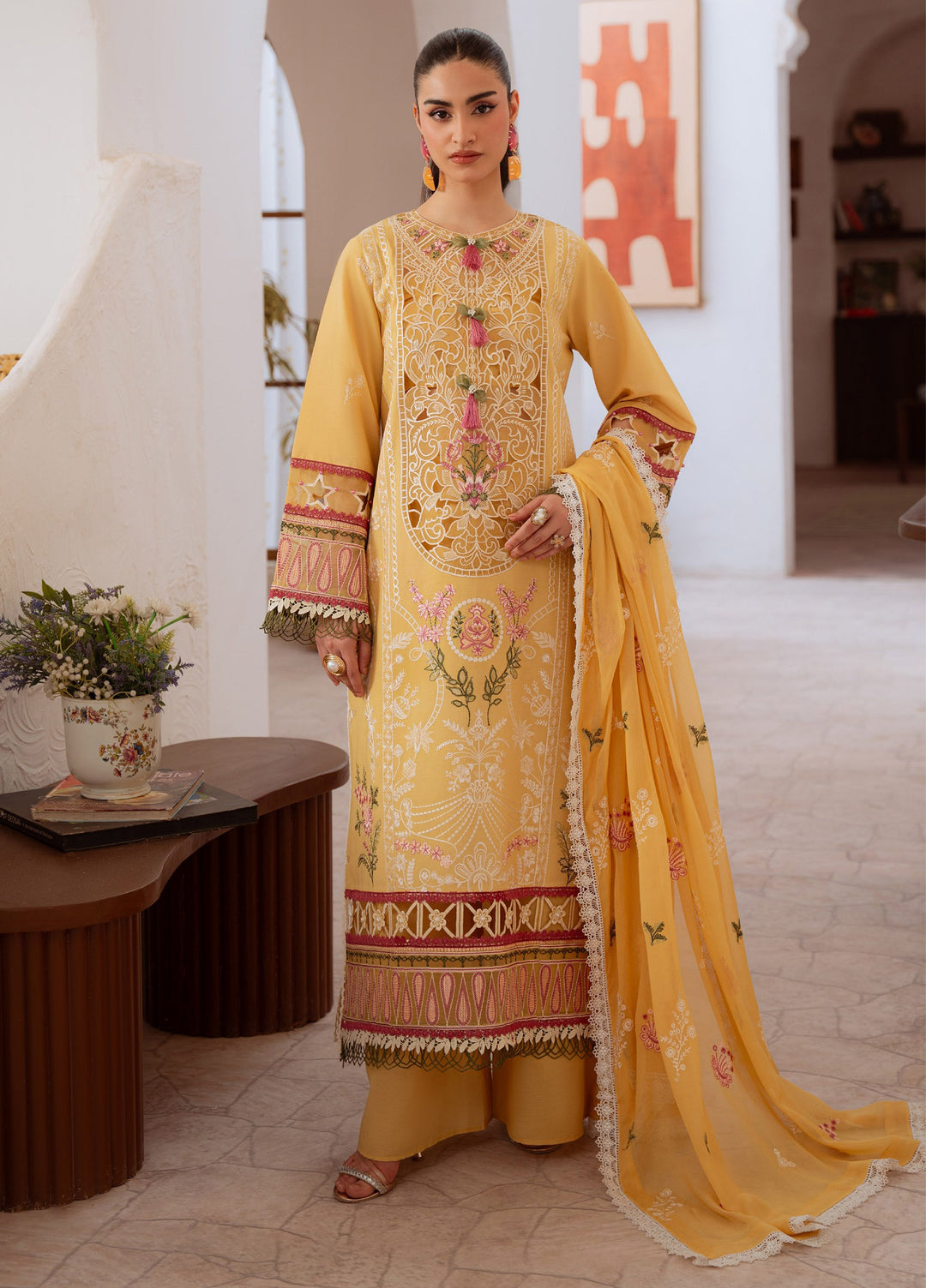 Shanaya by Mahnur Unstitched Lawn Embroidered 3 Piece Suit MN26US SN-01 - Summer Collection
