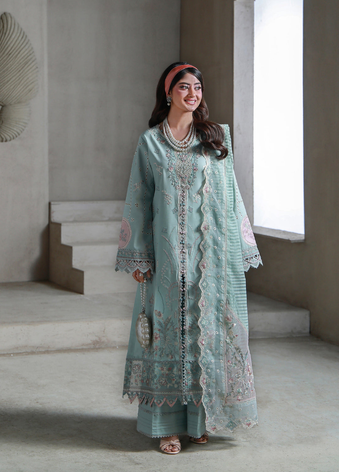 Saagar by Aabyaan Unstitched Embroidered Luxury Lawn 3 Piece Suit ABY26USL AL-10 Aaban - Festive Collection