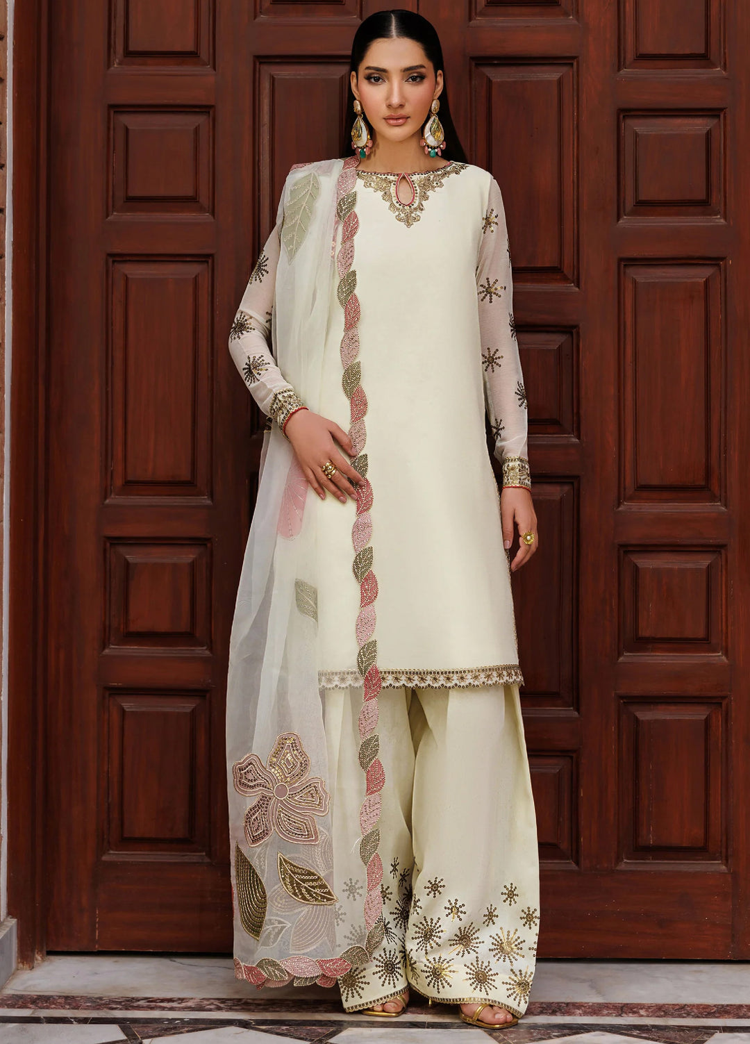Nourah by Zarif Unstitched Embroidered Chiffon 3 Piece Suit ZR26UCN Nourah ZF/ZQH/AMANI 01 - Festive Collection