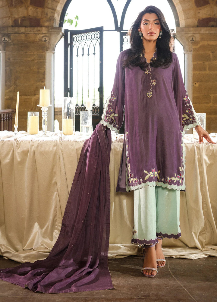 Elayra by Sahar Pret Velvet 3 Piece Embroidered Lilac Mist - Festive Collection