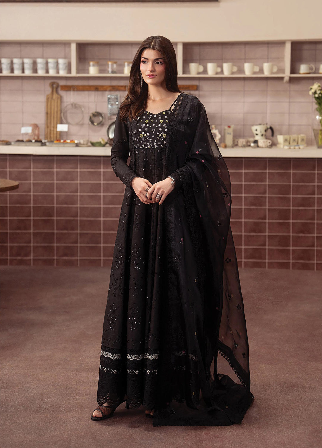 Brewed by Ayzel Unstitched Embroidered Lawn 3 Piece Suit AAF26UBL Sepia ZWU-0144-3PO - Festive Collection