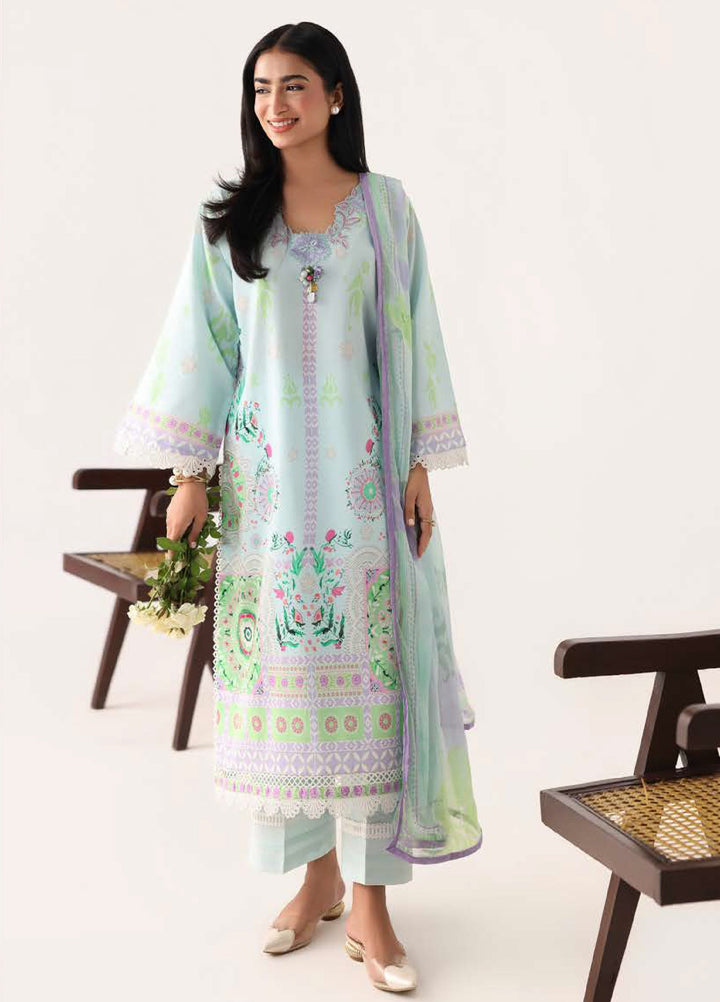 Rosette by Roheenaz Unstitched Lawn Embroidered 3 Piece Suit RNZ26UR Cool Mirage-3B - Summer Collection