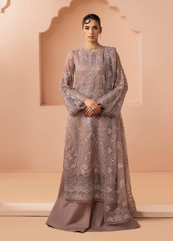 Murawwat by Lavish Premium Unstitched Luxury Chiffon Embroidered 3 peice LV25MC M-09 Blush Latte - Formals Collection