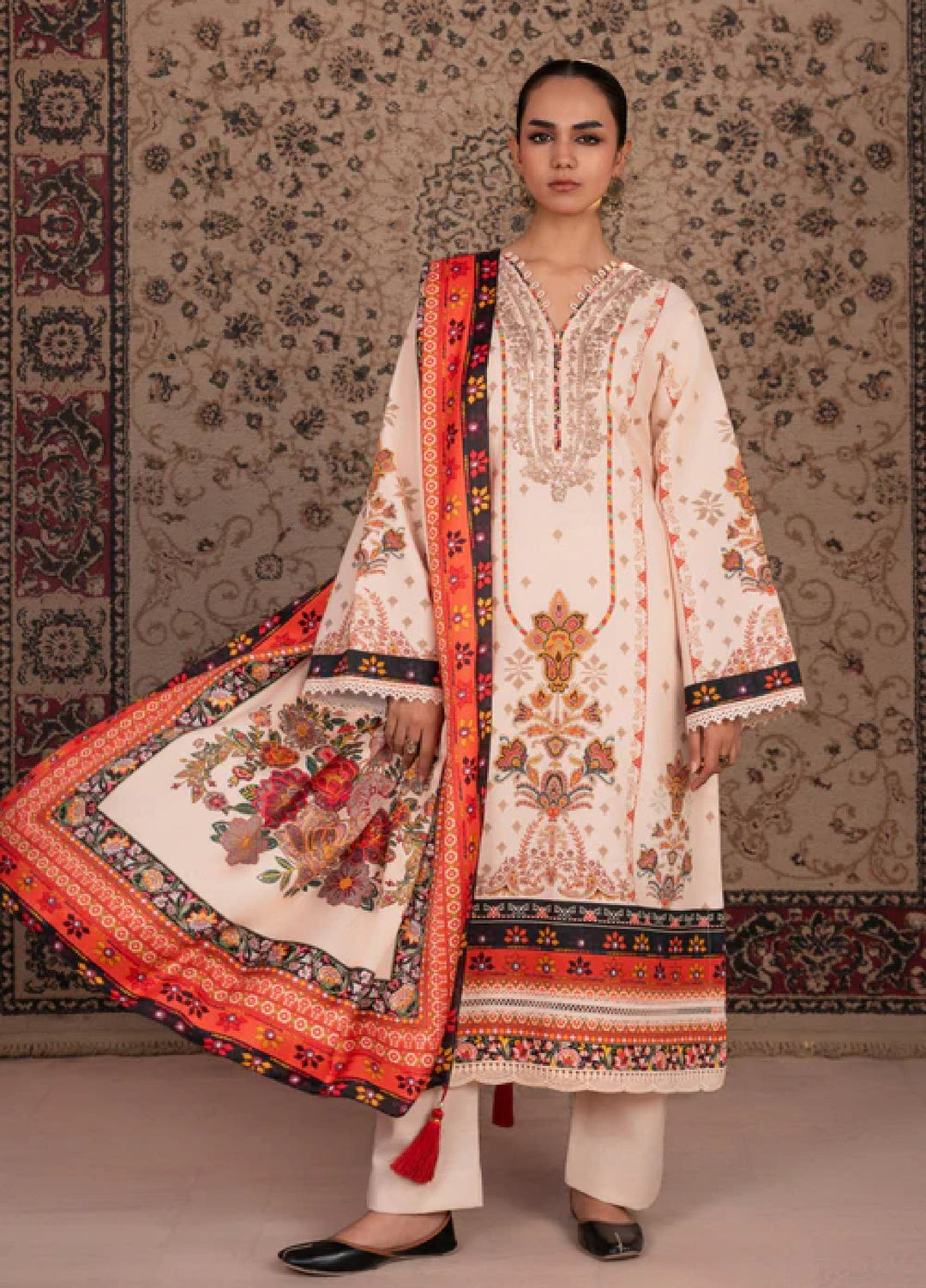 Jugnu by Chandan Nagri Women Pret Embroidered Khaddar 3 Piece Suit Naren - Winter Collection