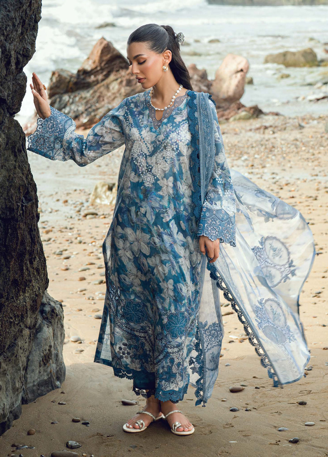 Gardenia by Nureh Unstitched Embroidered Lawn 3 Piece Suit NU26UGL NSG-201 - Summer Collection