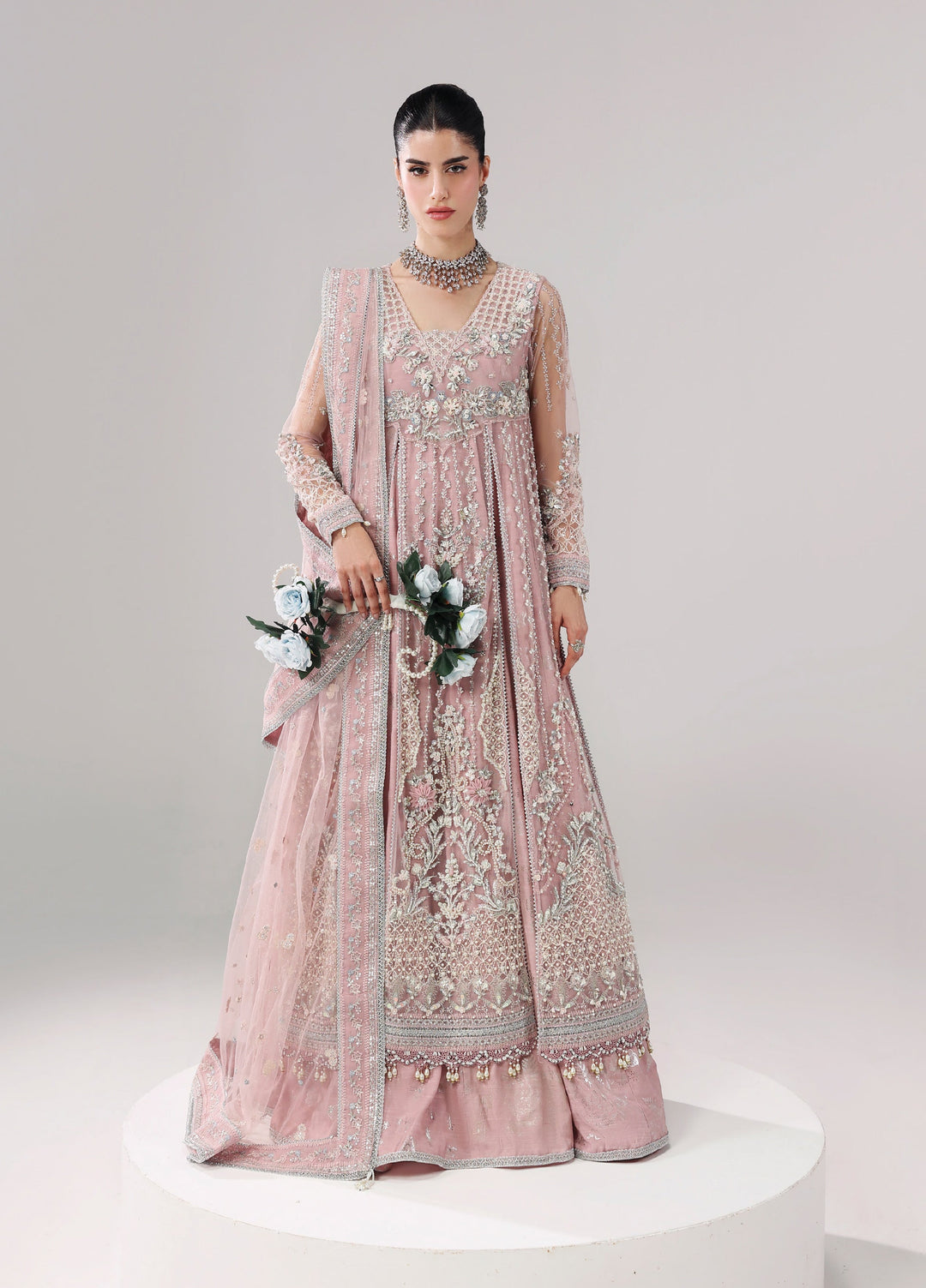 Lamore by Sardinia Unstitched Luxury Hand Work Net 3 peice SRD25LH D-8 Lilac Luxe - Formals Collection