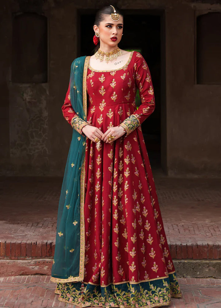 Zaria by Meeral Pret Embroidered Raw Silk 3 Piece Scarlet - Festive Collection