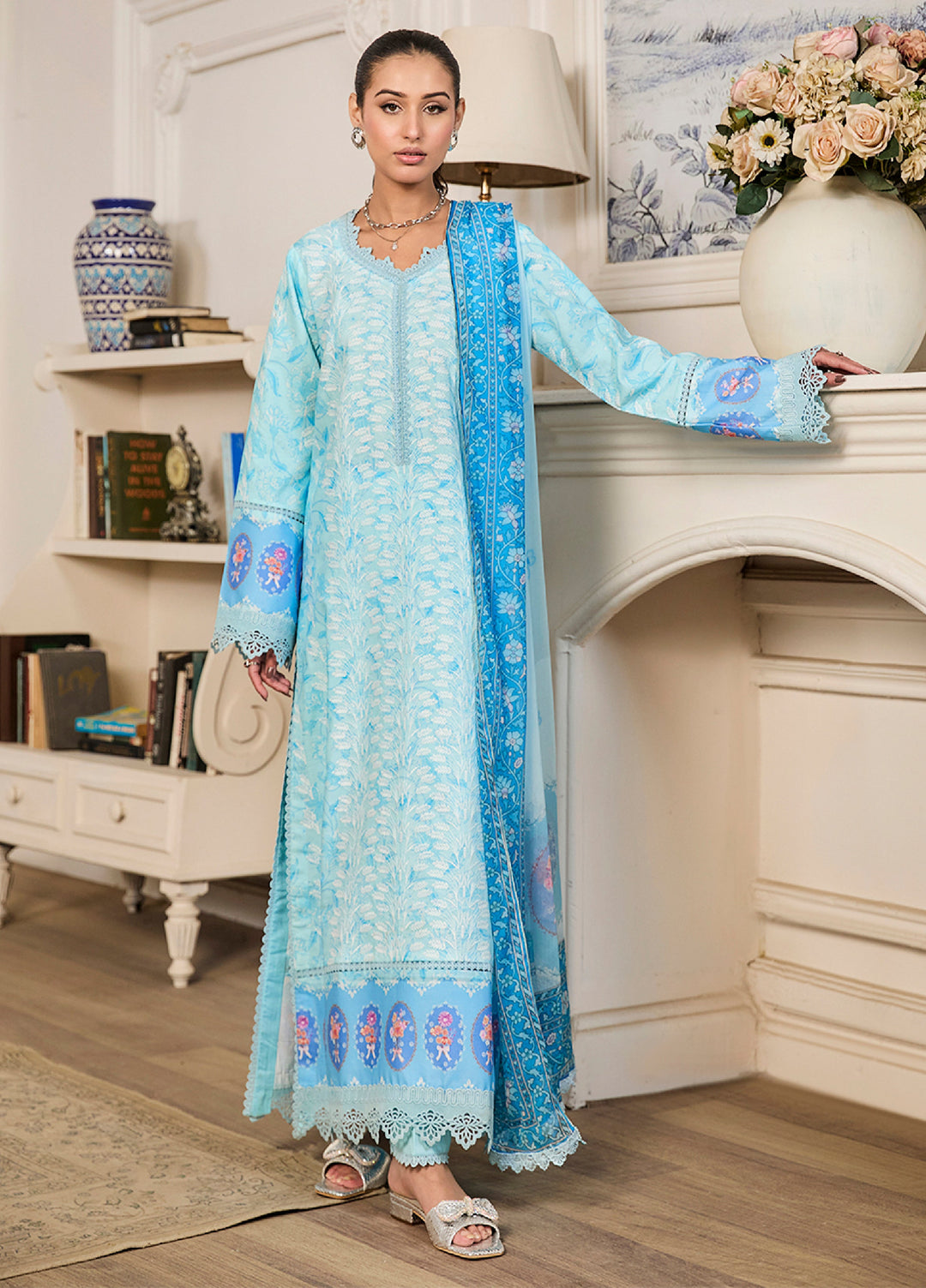 Raha Summer Prints by RajBari Unstitched Printed Lawn 3 Piece Suit RB26URVI D-5 - Summer Collection
