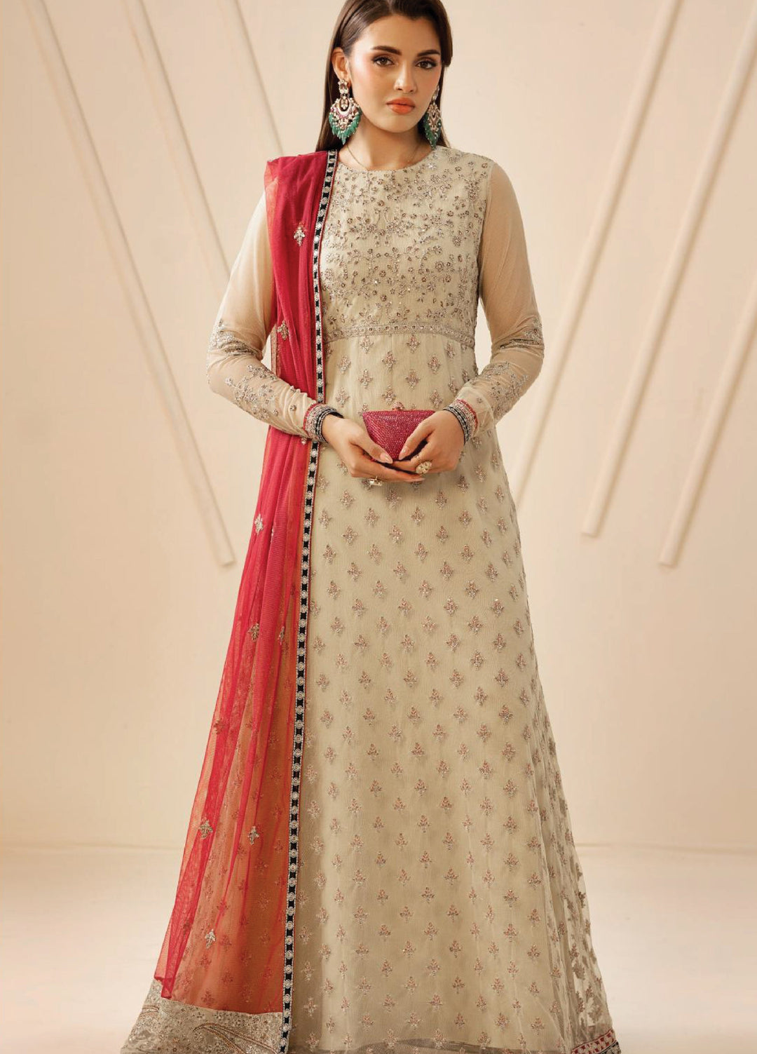 Riwayat by Zarif Unstitched Embroidered Net 3 Piece Suit ZR26URN ZRF-RC-04 SANDALI - Festive Collection