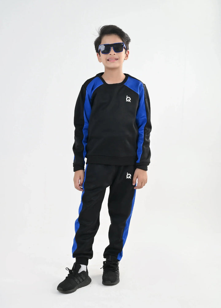 IQ Exclusive Kids Track Suit Fleece 2 PieceBlackout Blue Tracksuit-Unisex Kids - Winter Collection