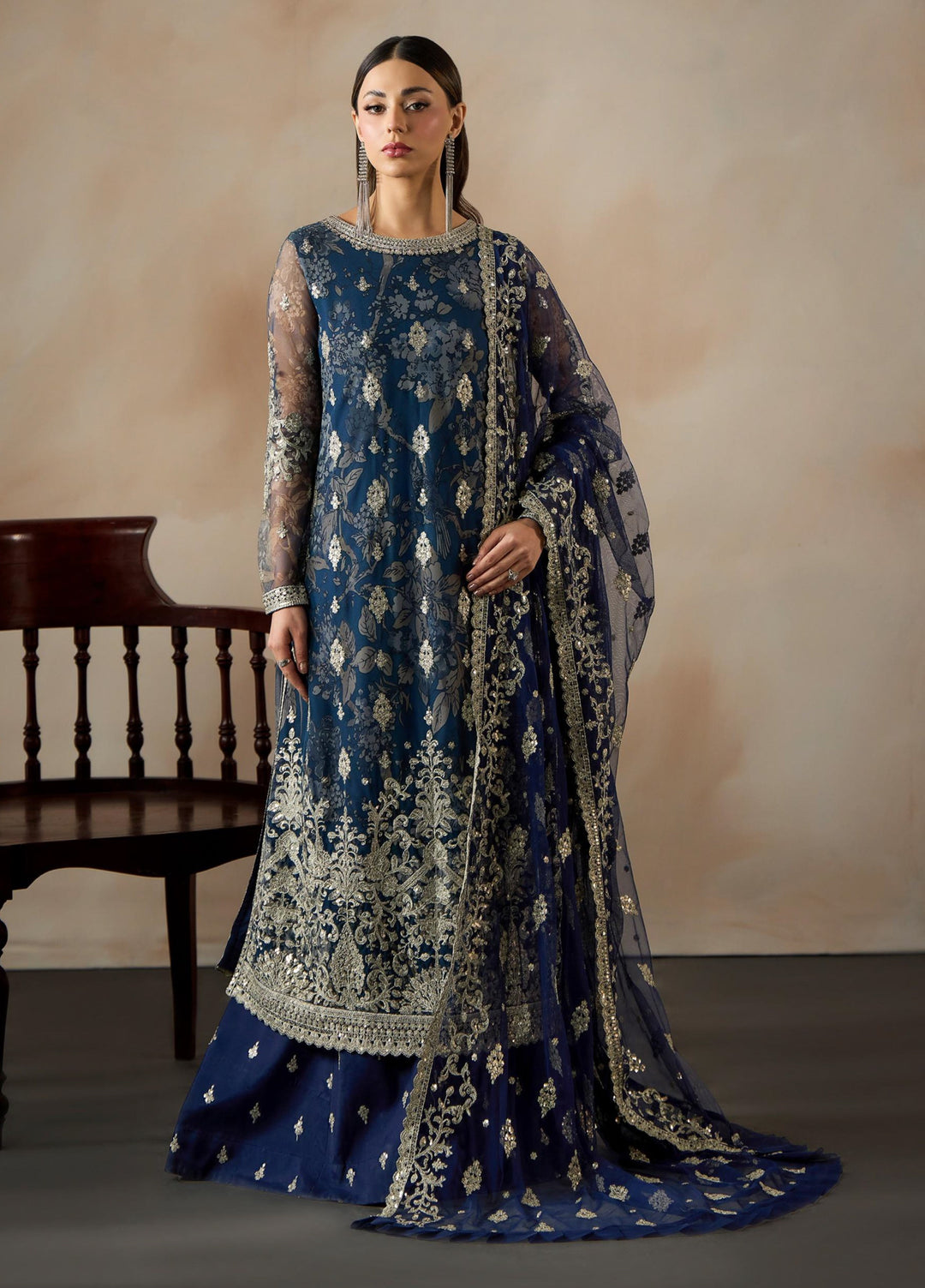 Fasana by Zarif Unstitched Embroidered Net 3 Piece Suit ZR26UF ZRF-PE-04 Virsa - Festive Collection