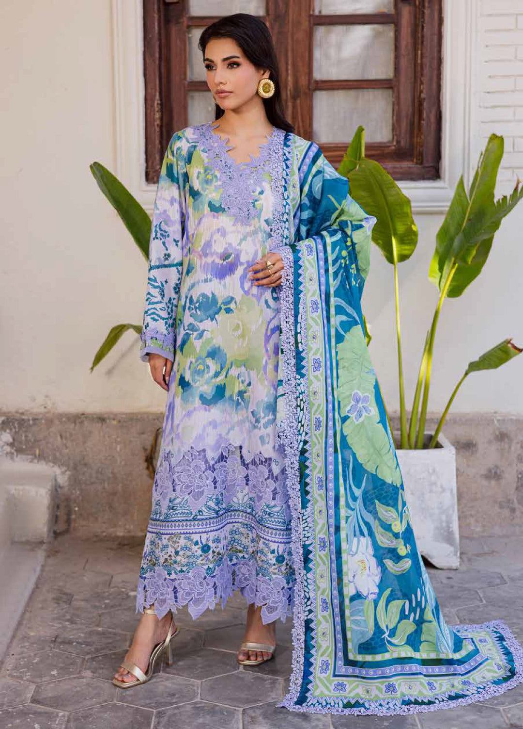 Rania by Nureh Unstitched Printed Lawn 3 Piece Suit NU26ULR NR-07 - Casual Collection
