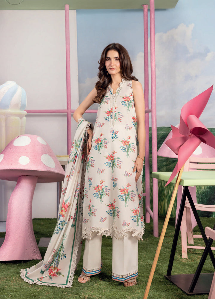 M Basics by Maria B Unstitched Embroidered Lawn 3 Piece Suit MB26UMB MB-CUSV13-6A - Summer Collection