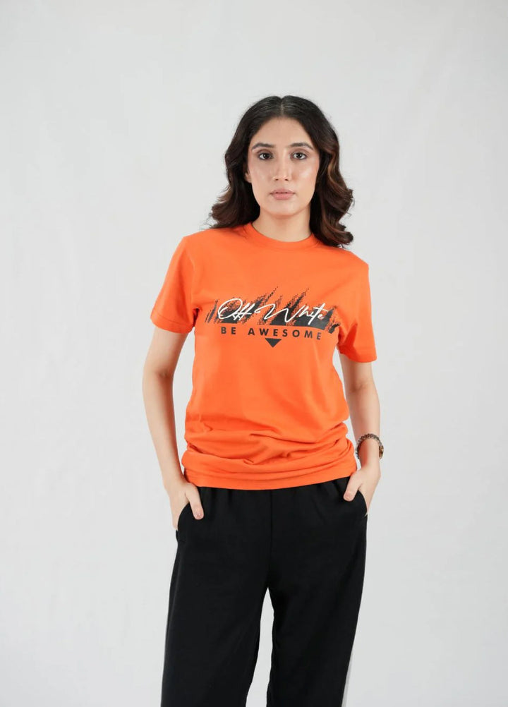 Mercato RTW Solids Cotton 1 Piece Round Neck Orange Shirt