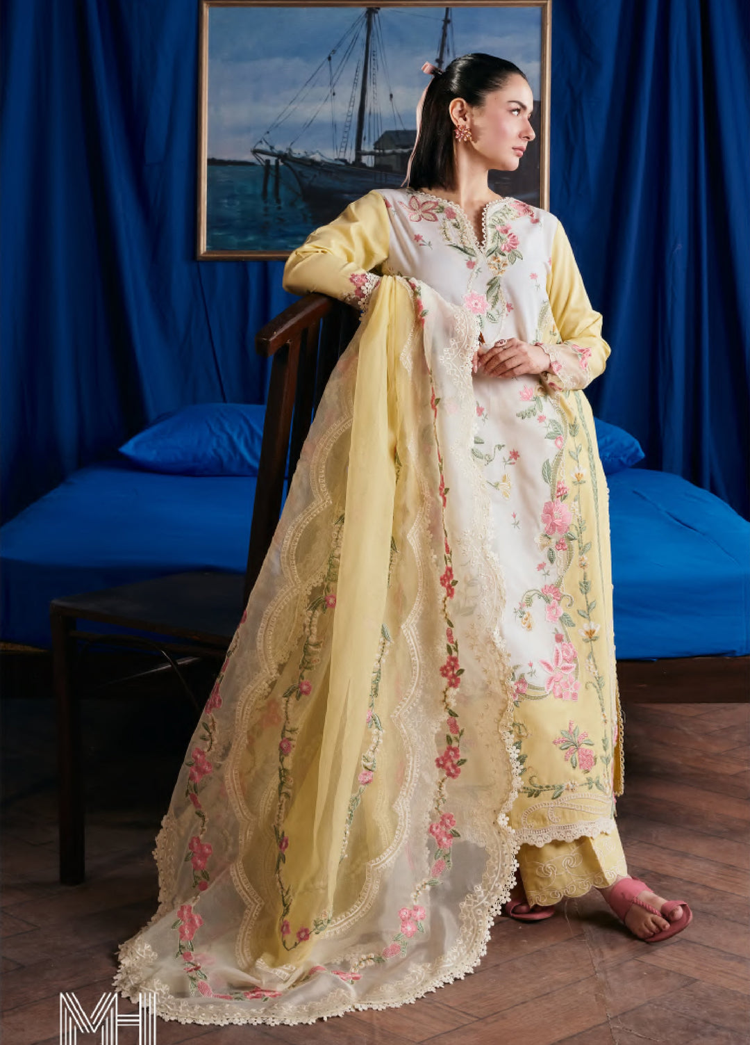 Maryam Hussain Unstitched Embroidered Lawn 3 Piece Suit MH26ULF Titli - Festive Collection