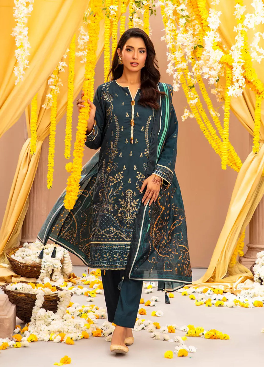 3Pc Unstitched Festive Embroidered Suit (No064)