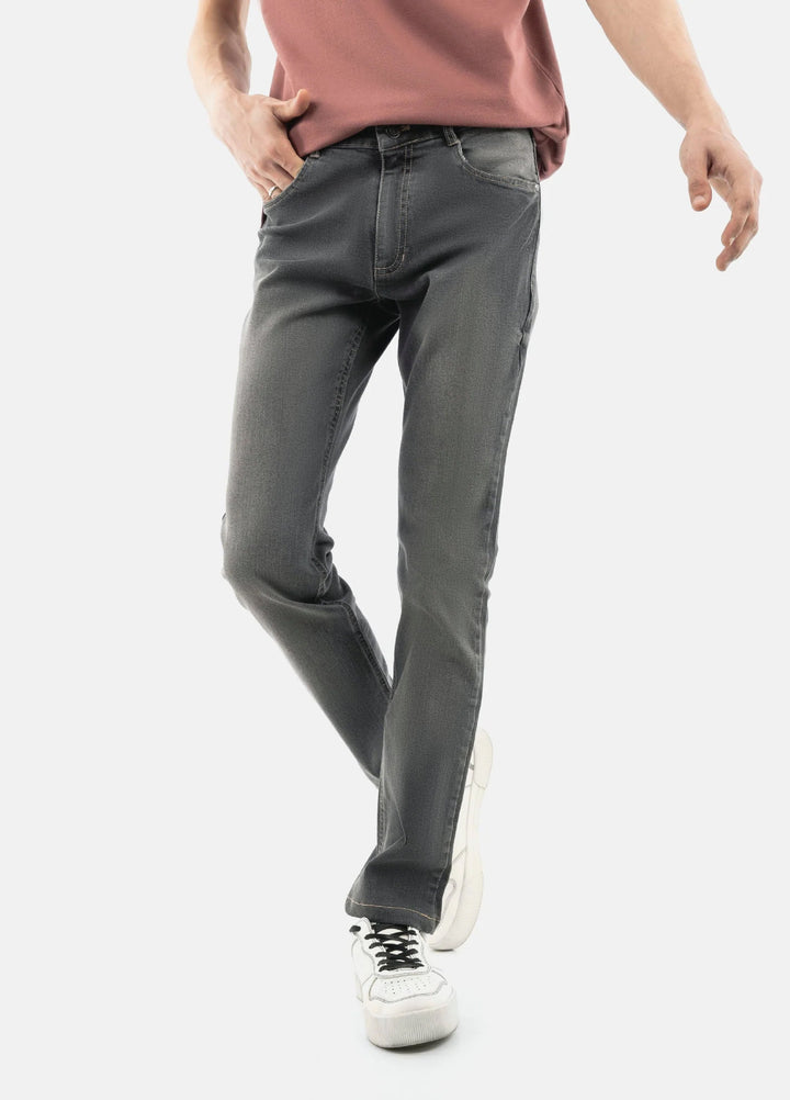 Brumano  Solids Mens  -  Grey Washed Slim Fit Denim Jeans